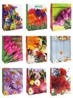 Пакет подарочный бумажный (12х15х6) ламинир ассорти Цветы 1/20