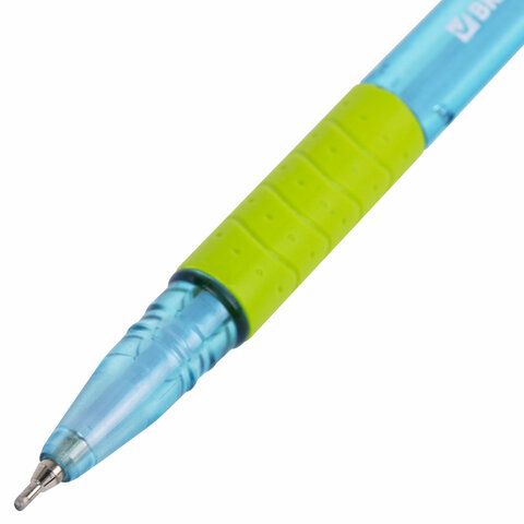 Ручка шариковая синяя масляная ассорти BRAUBERG GLASSY 1/12