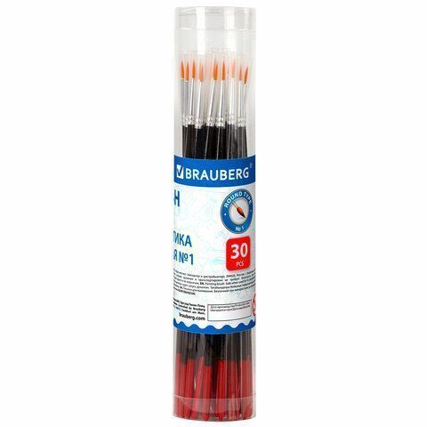 Кисть синтетика круглая №1 BRAUBERG 1/30