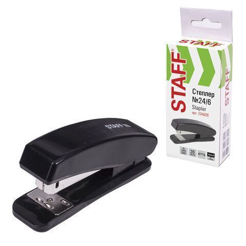 Степлер №24/6 26/6 до 20л черный STAFF Basic 1/12 Степлер №24/6 26/6 до 20л черный STAFF Basic 1/12