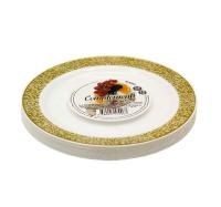 Тарелка пластиковая d-190 белая с золотой ажурной каймой Compliment (12шт) 1/20